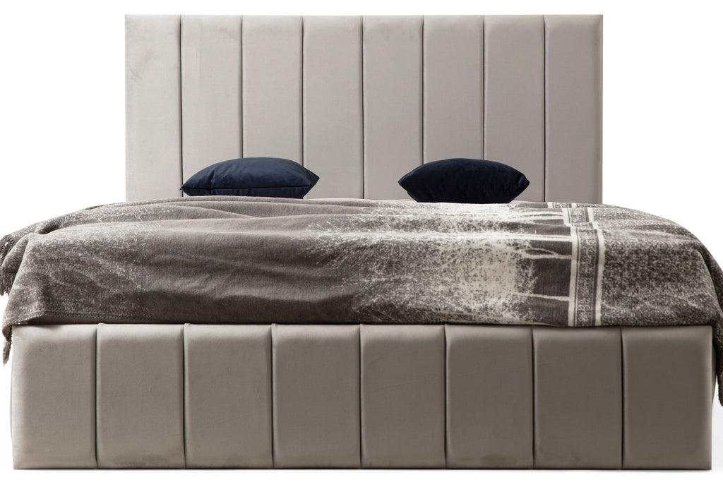 Cadre de Lit Velours Gris Perle Design Épuré