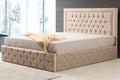 Cadre de Lit Velours Capitonné Beige Crème