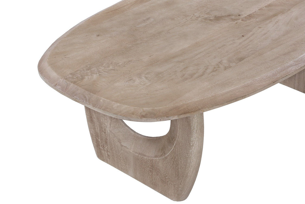 Table Basse Ovale Bois de Manguier Massif Style Scandinave