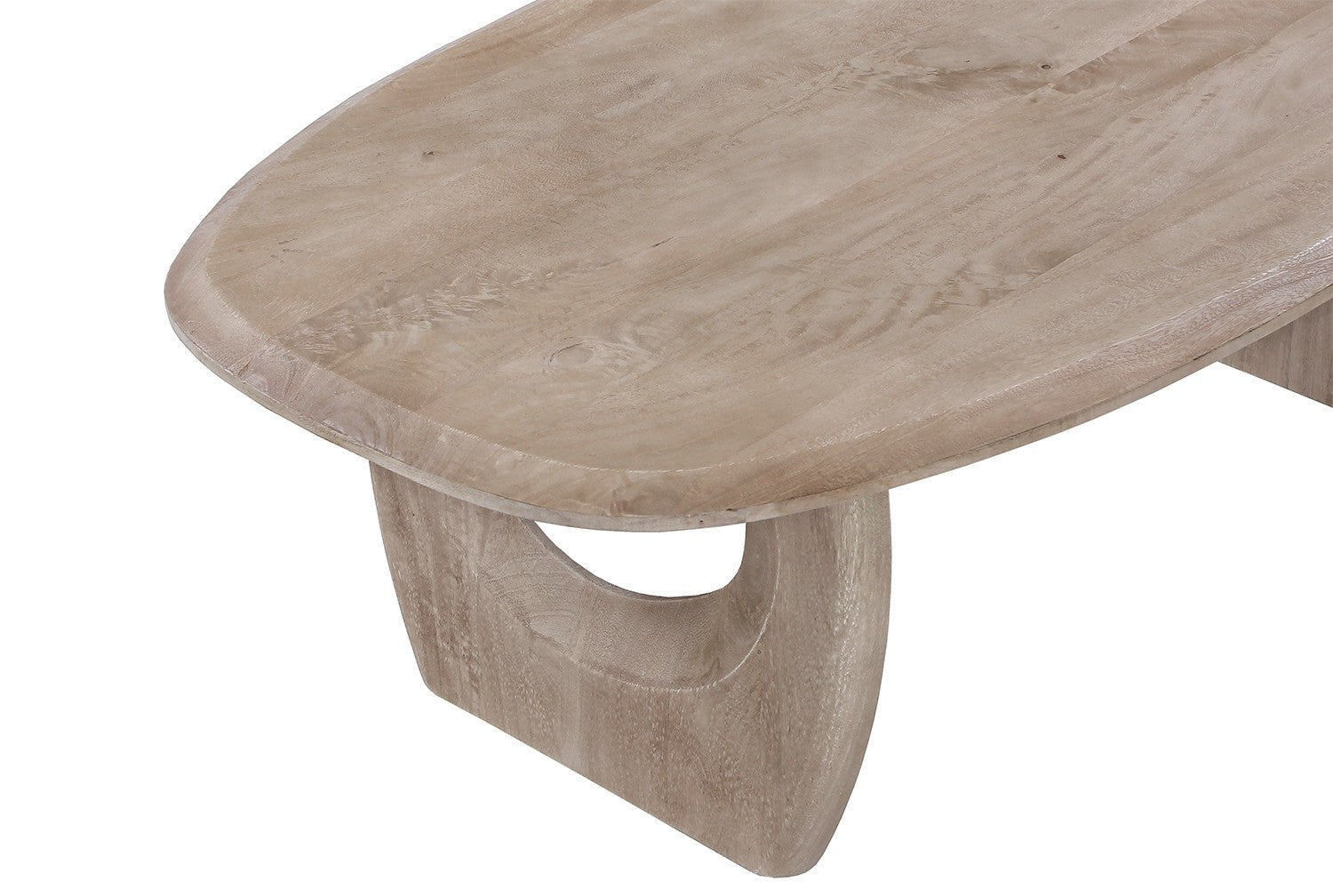 Table Basse Ovale Bois de Manguier Massif Style Scandinave