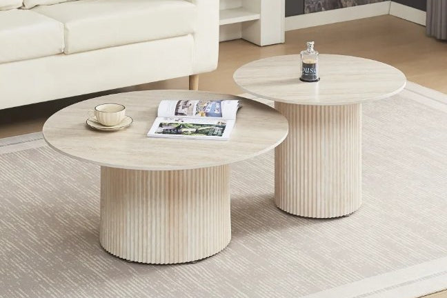 Table Basse Céramique Brillante Travertin Pieds Bois