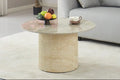Table Basse Ronde Effet Travertin Pierre Naturelle
