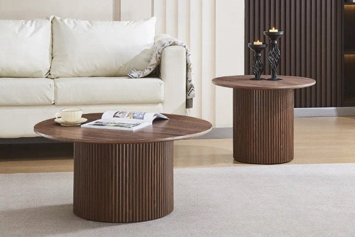 Table Basse Ovale Bois de Noyer Massif