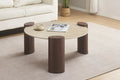 Table Basse Céramique Effet Travertin Pied MDF 90cm